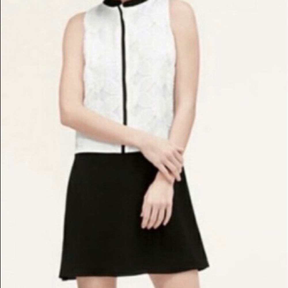 Black and white with lace a line mini dress